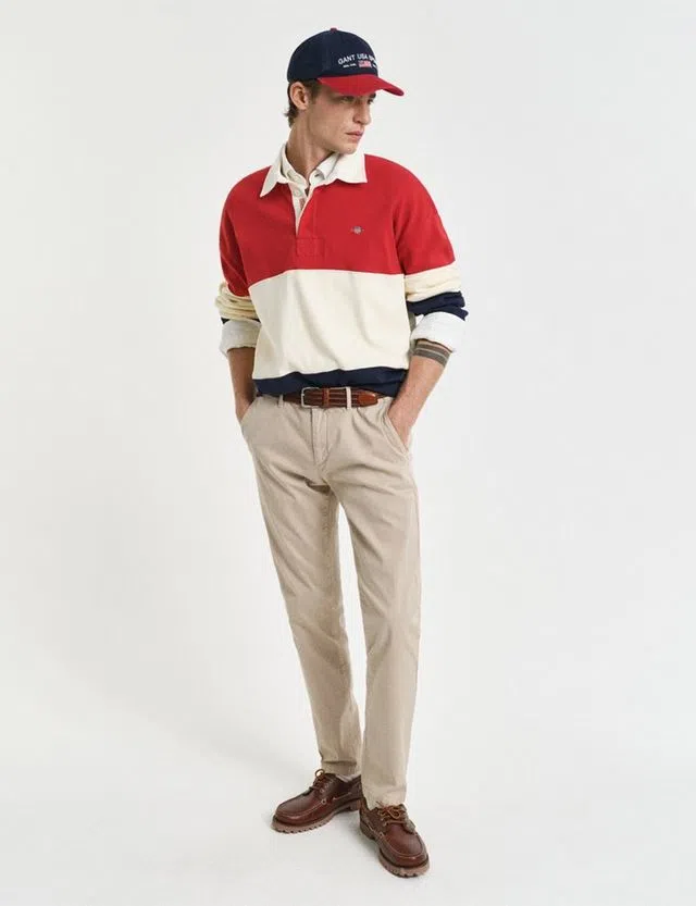 Slim Sunfaded Beige Chino Pants
