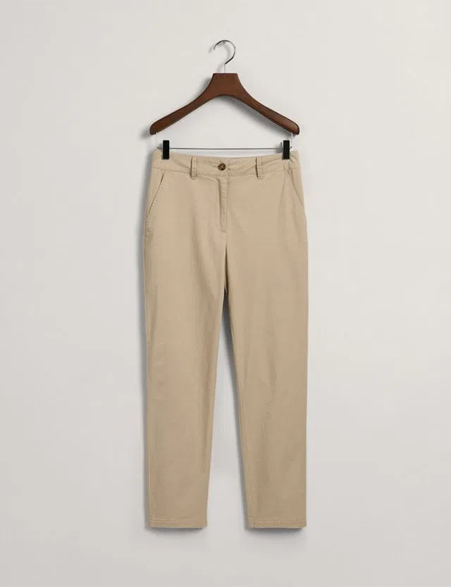 Beige Slim Chino Pants