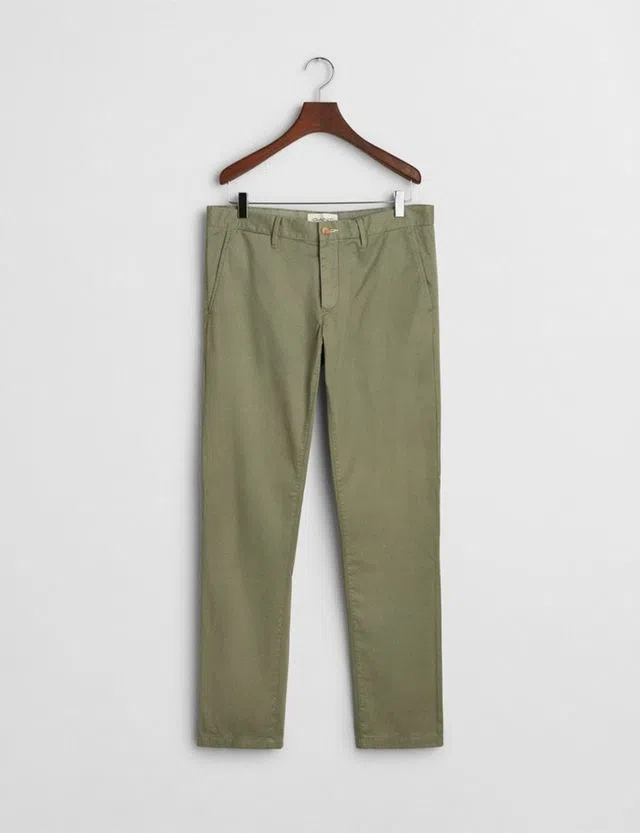 Sunfaded Green Slim Chino Pants