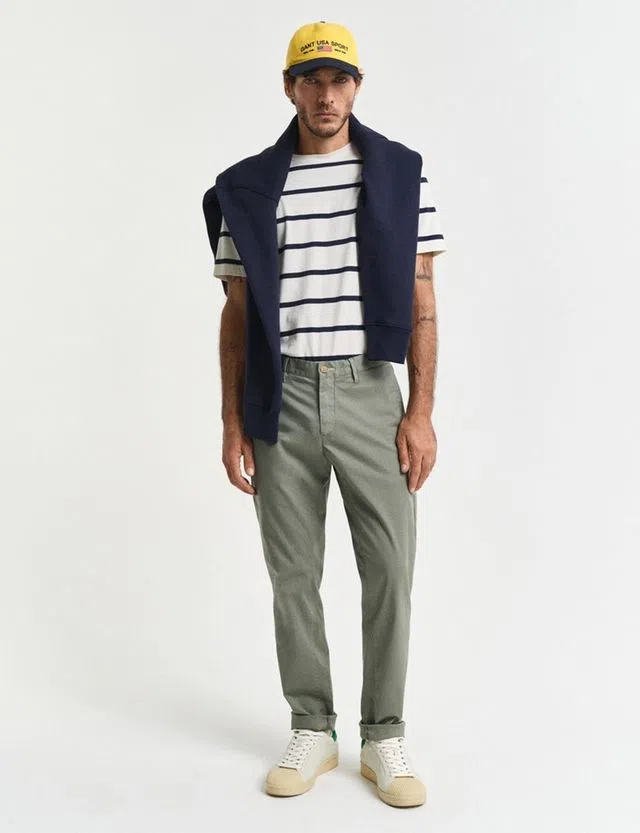 Sunfaded Green Slim Chino Pants