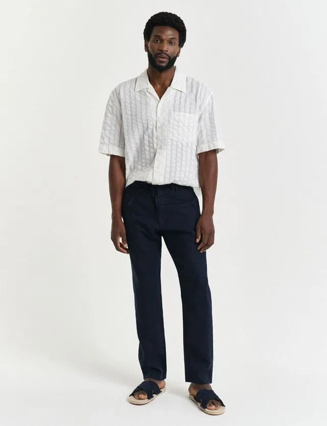 Relaxed Blue Linen Pants