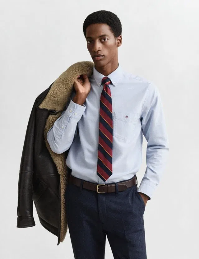 Camisa Regular Fit Classic Oxford Azul