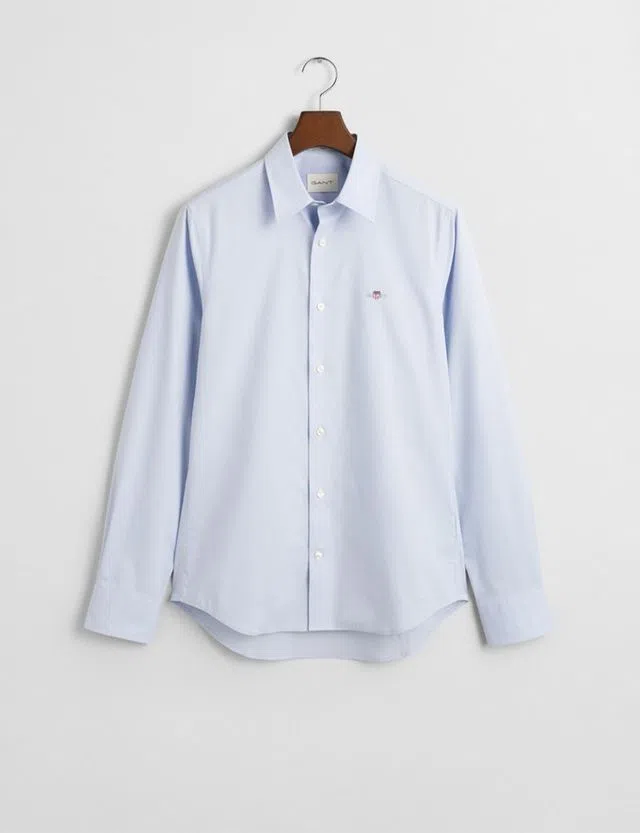 Chemise Slim Stretch Popeline Bleue