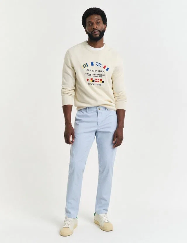 Sunfaded Blue Slim Chino Pants