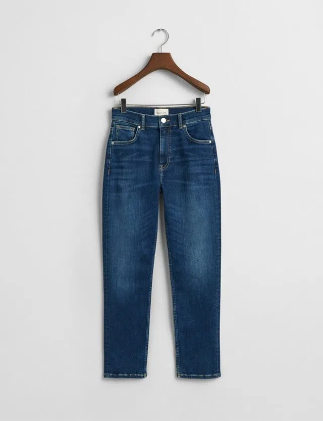 Cropped Slim Stretch Denim Trousers Blue