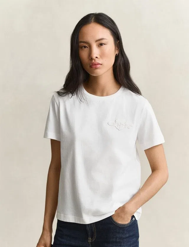 T-Shirt Reg Tonal Shield Branco