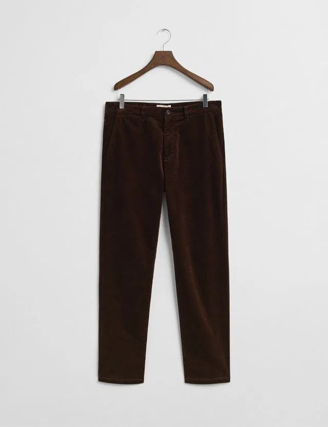 Regular Fit Corduroy Chino Trousers Brown