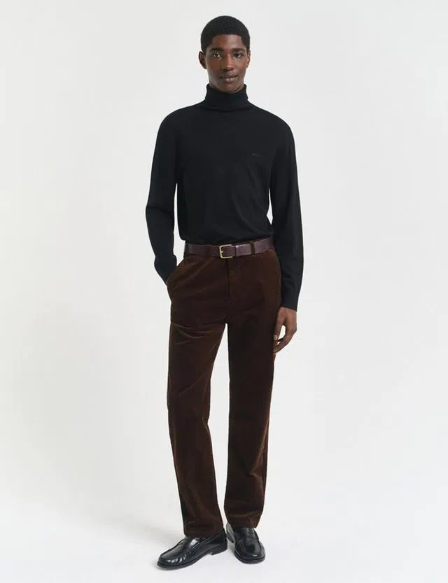 Regular Fit Corduroy Chino Trousers Brown