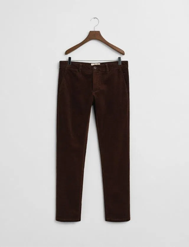 Slim Cord Chino Trousers Brown