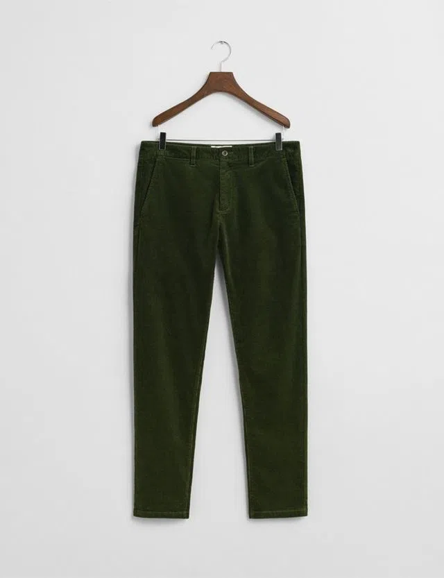 Slim Cord Green Chino Trousers