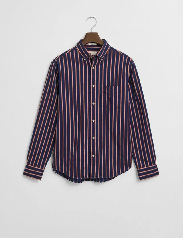 Camisa Reg Twill Dobby Stripe Azul