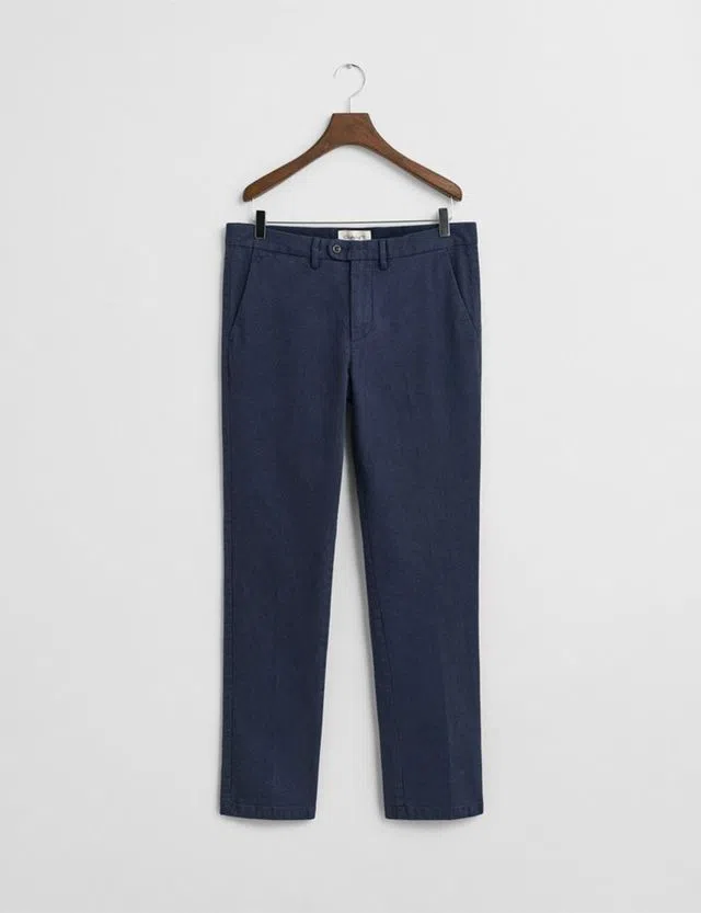 Slim Herringbone Blue Trousers