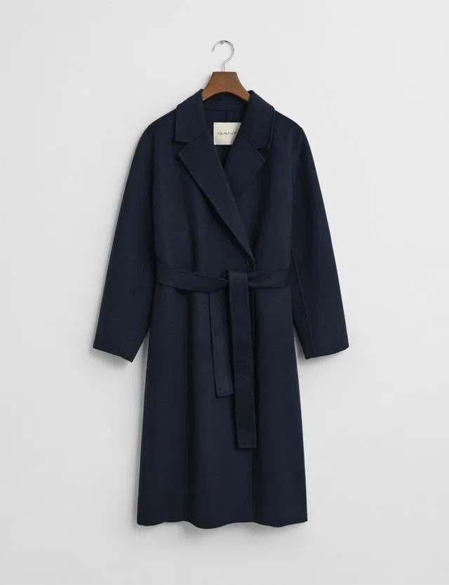 Handstitched Belted Overcoat Blue