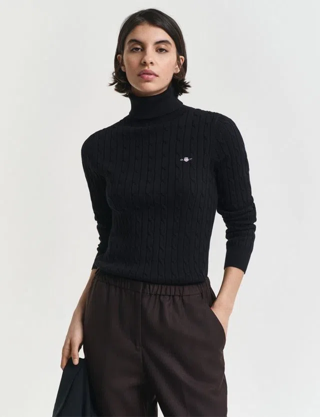 Camisola de gola alta Preto