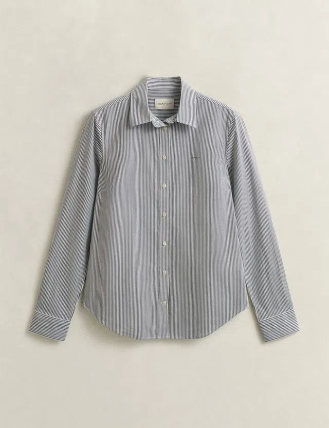 Camisa Slim Striped Poplin Azul