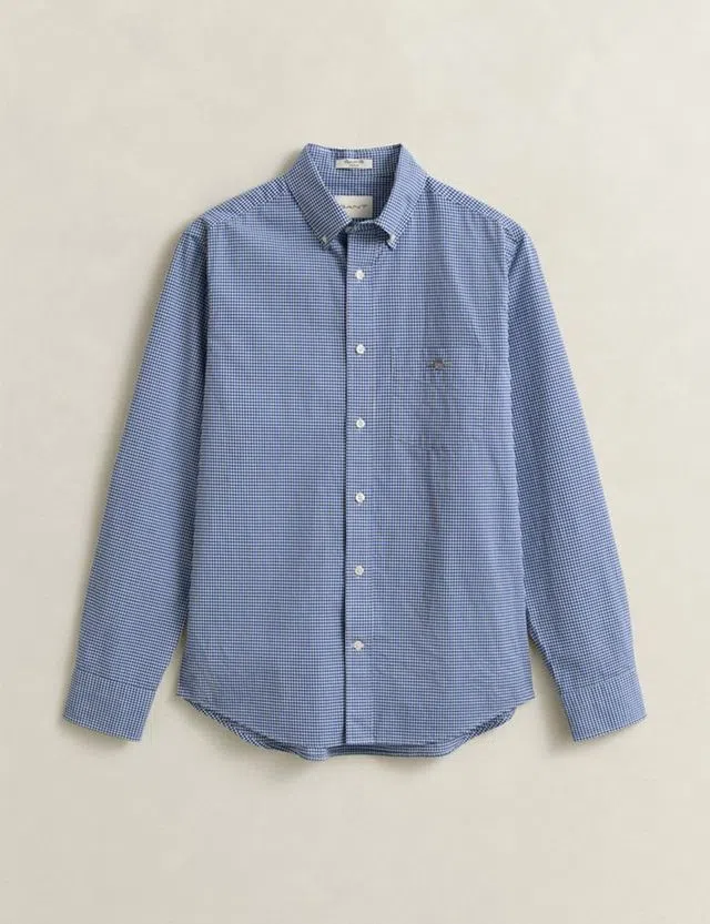 Camisa Regular Fit Gingham Poplin Azul