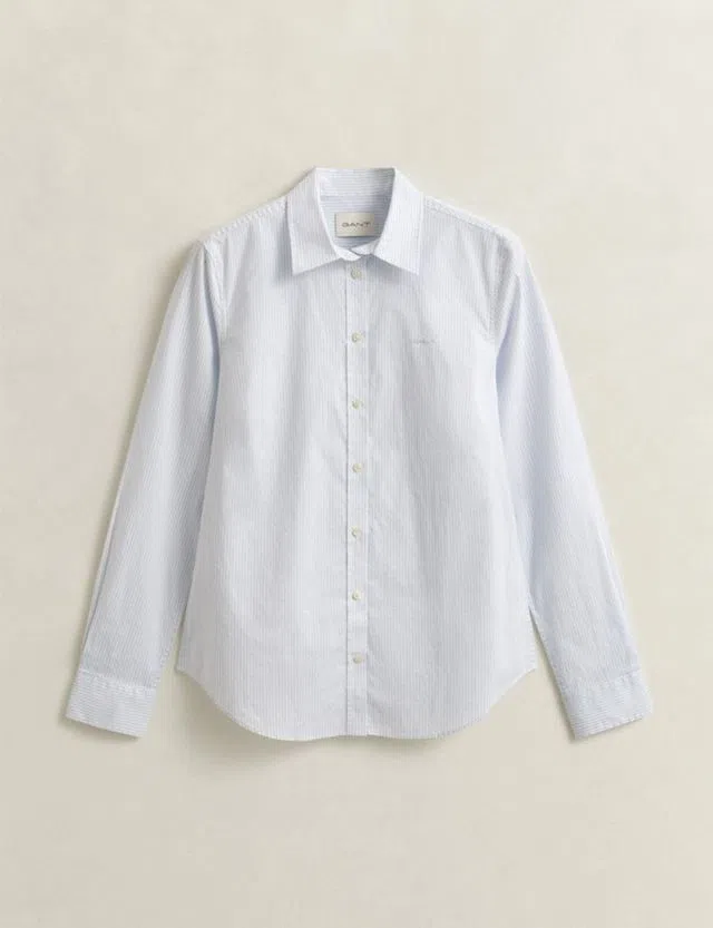 Camisa Slim Striped Poplin Azul