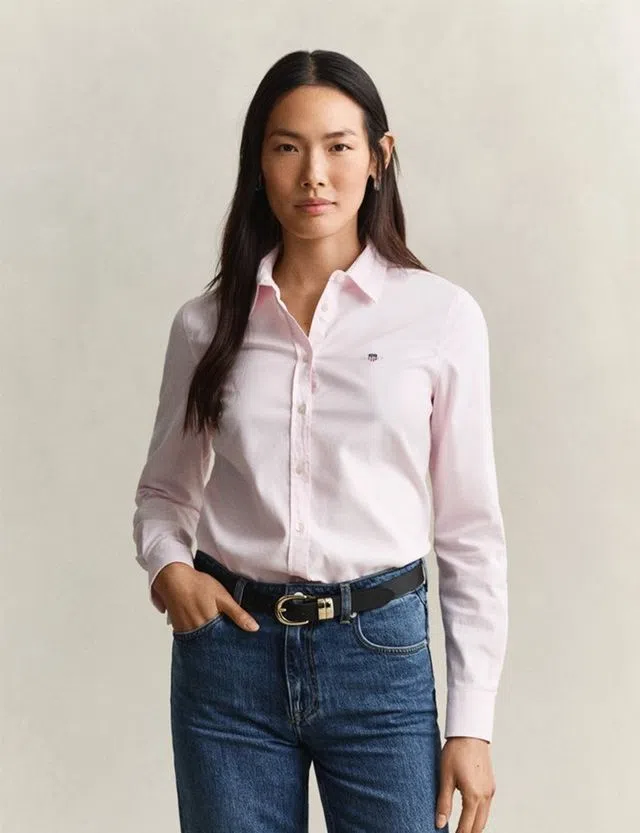 Camisa Slim Stretch Oxford Rosa