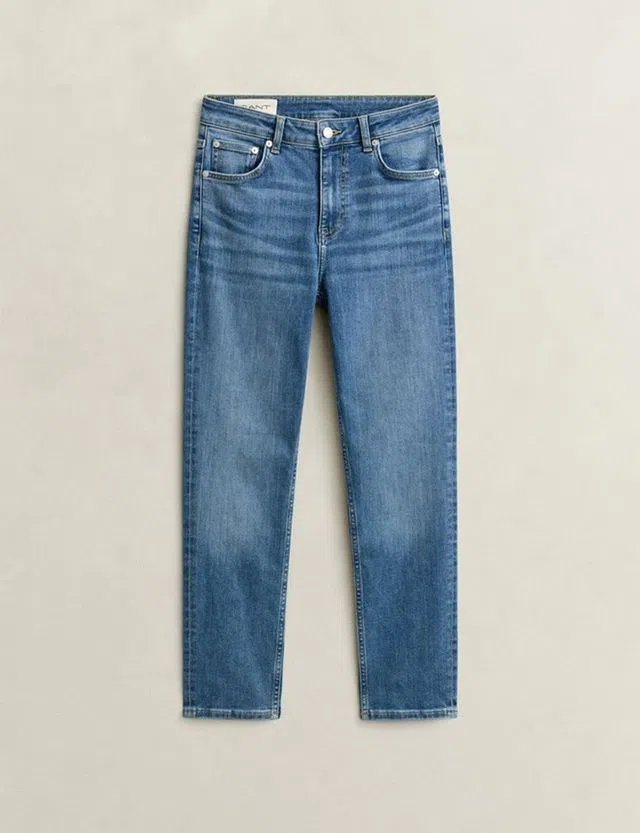 Cropped Slim Fit Jeans in Blue
