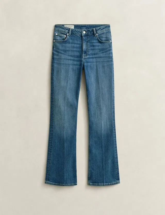 Slim Flared Denim Pants Blue