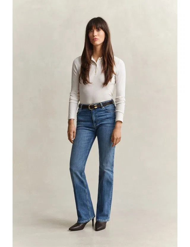 Slim Flared Denim Pants Blue