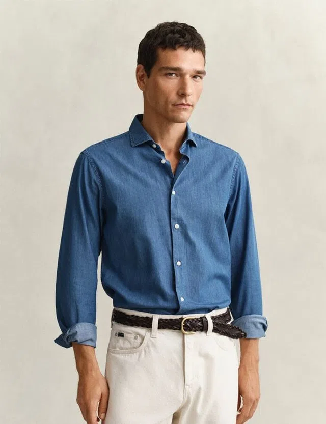 Camisa Regular Fit Indigo Twill Azul
