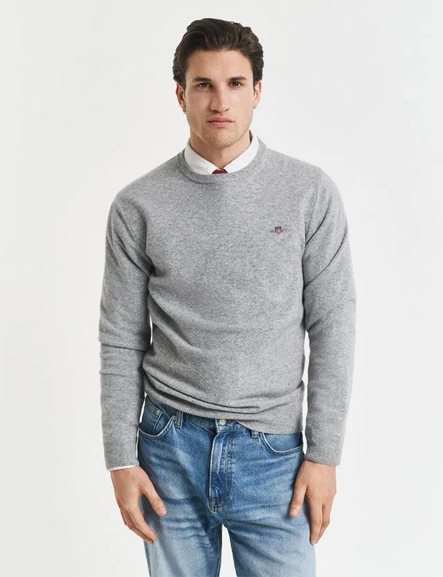 Camisola em lã fina Cinzento