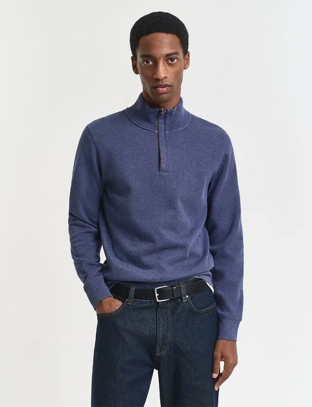 Sweatshirt com meio fecho Azul
