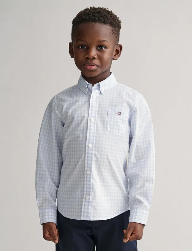 Camisa Poplin Gingham Shield Azul