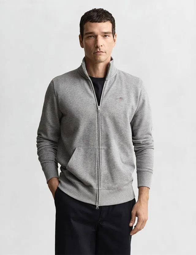Sweatshirt com fecho Reg Shield Cinzento