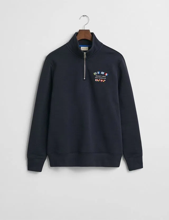 Sweatshirt com meio fecho Azul