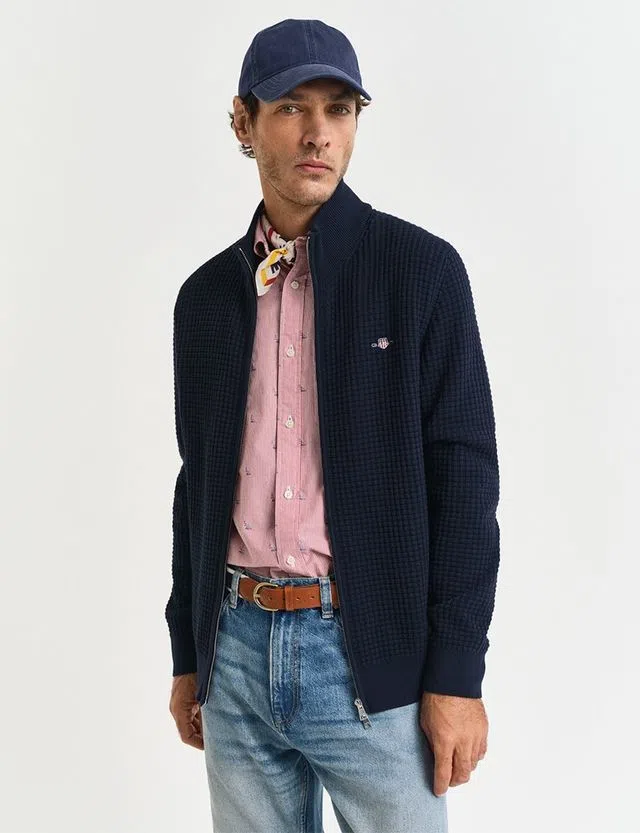 Cardigan com fecho Azul