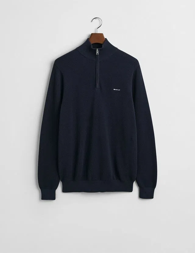Pique Half-Zip Sweater Blue