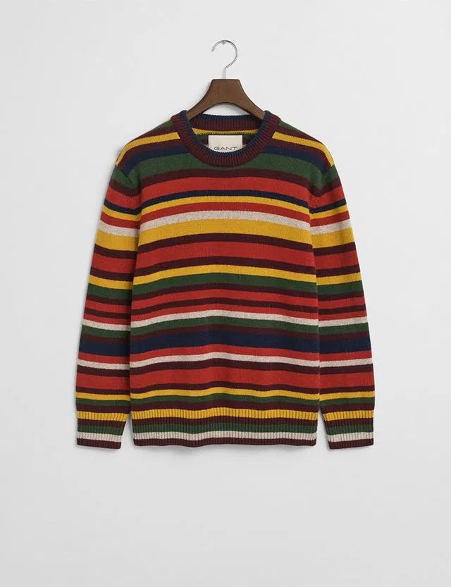 Orange Multi Colored Striped Sweater
