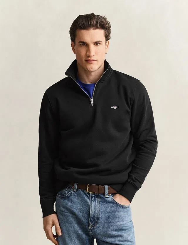 Sweatshirt com meio fecho Reg Shield Preto
