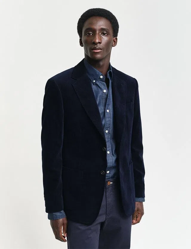 Blazer de fato Slim Cord Azul