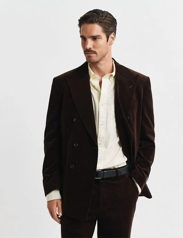 Blazer de fato de veludo Castanho