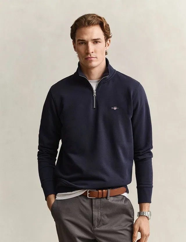 Sweatshirt com meio fecho Reg Shield Azul
