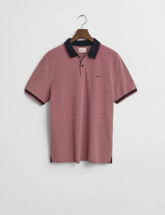Pólo 4-Col Oxford Pique Vermelho