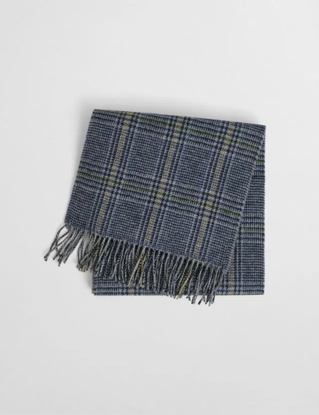 Double Faced Check Grey Scarf
