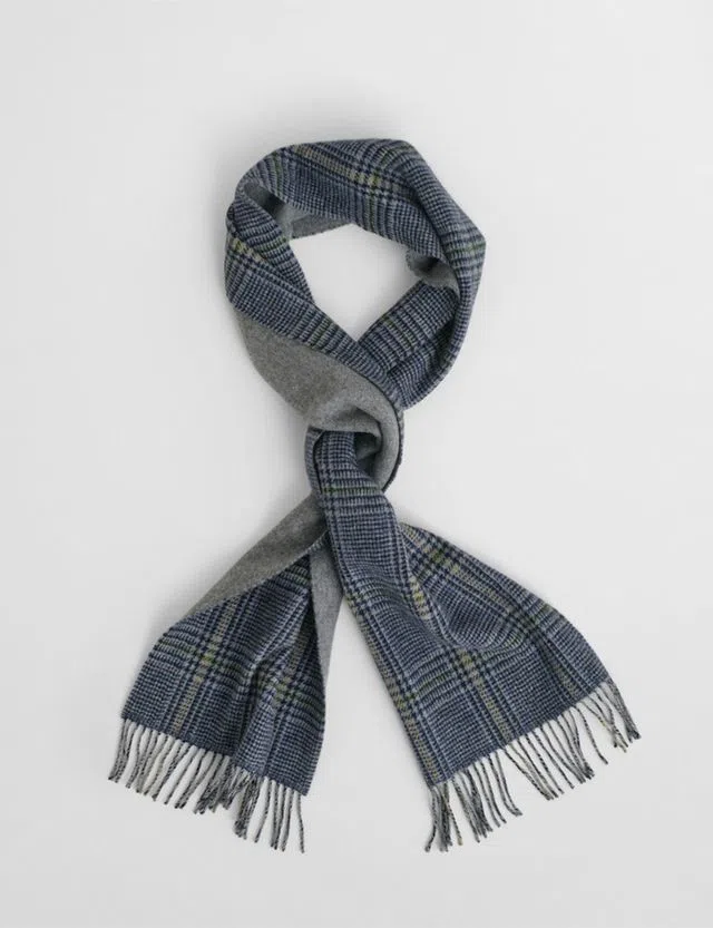 Double Faced Check Grey Scarf
