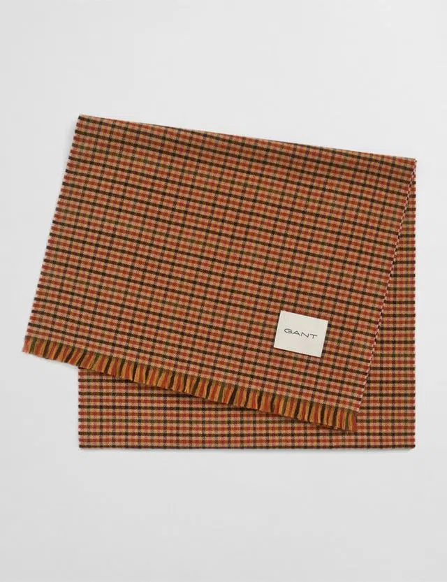 Beige Gingham Wool Scarf