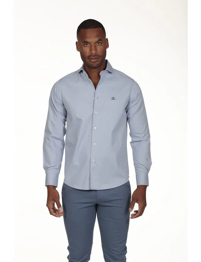 Regular Blue Gabardine Shirt