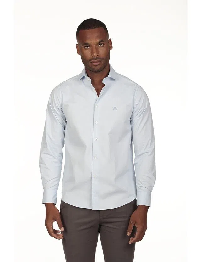 Regular Blue Gabardine Shirt
