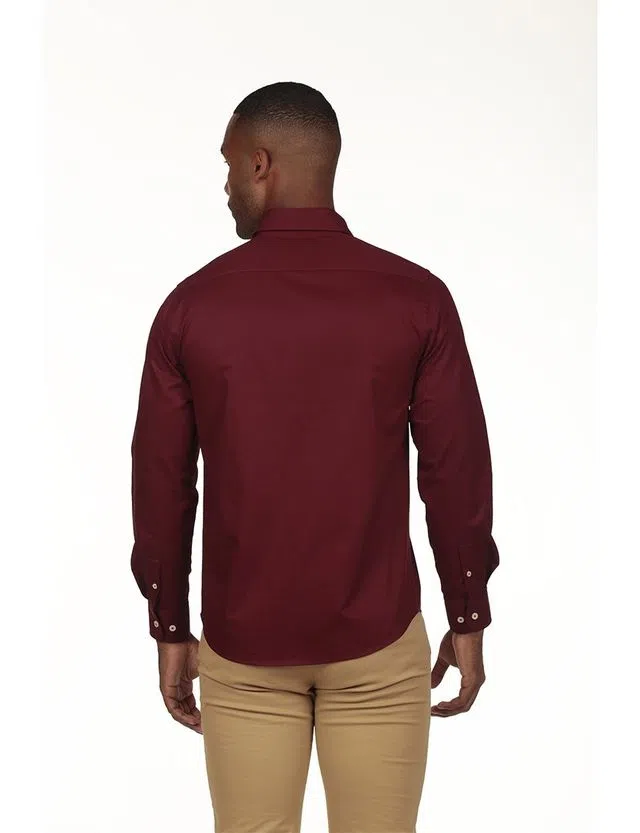 Regular Bordeaux Gabardine Shirt