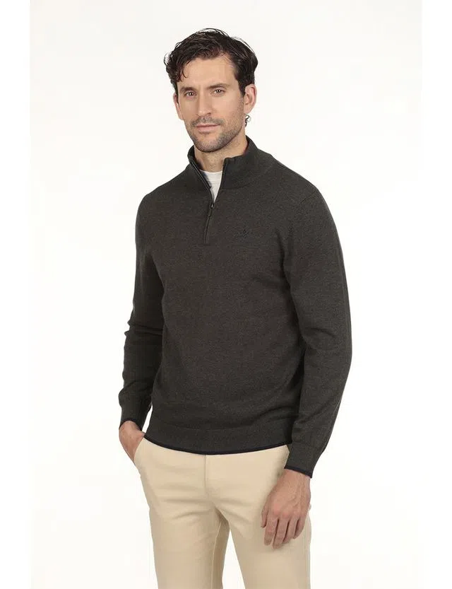 Regular Half-Zip Sweater Dark Grey