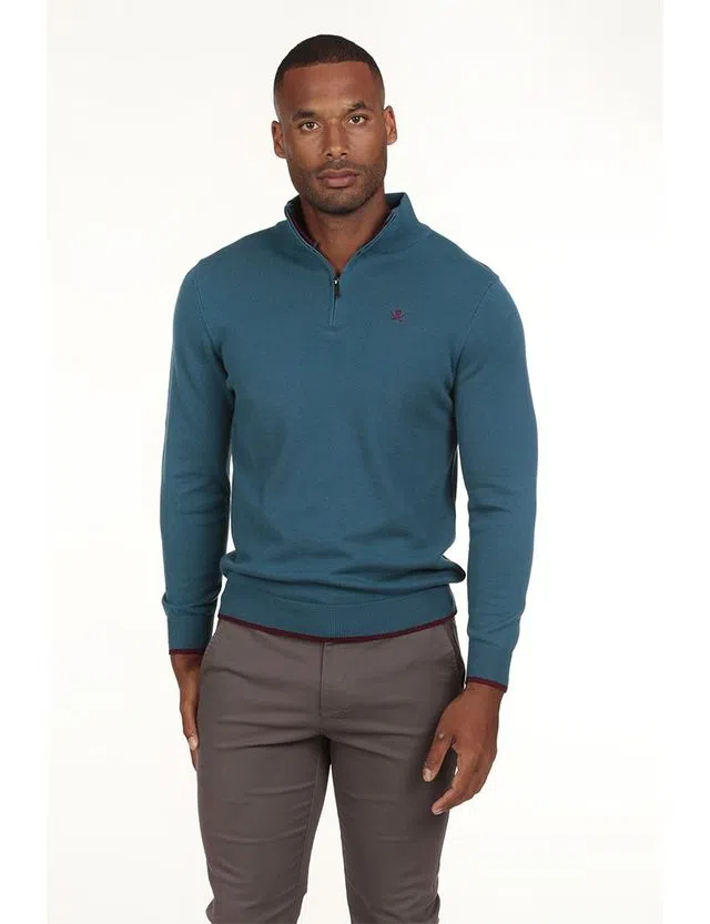 Regular Blue Half-Zip Sweater