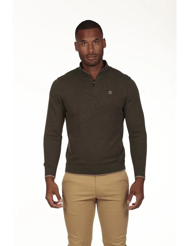 Camisola com meio fecho Regular Verde