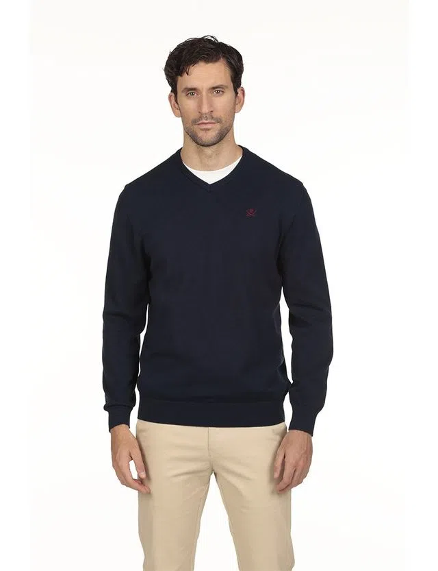 Regular V-neck Sweater Blue