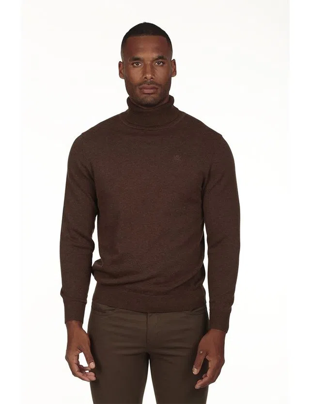 Regular High Neck Sweater Brown